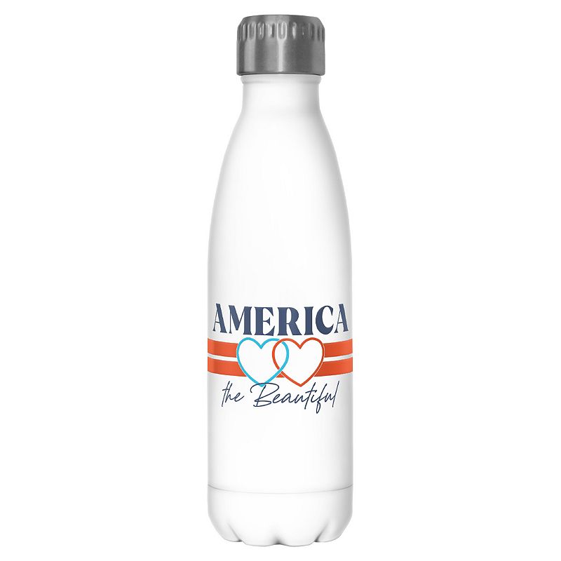 Licensed Character America The Beautiful Stripes And Hearts 17 oz. Stainless Steel Bottle