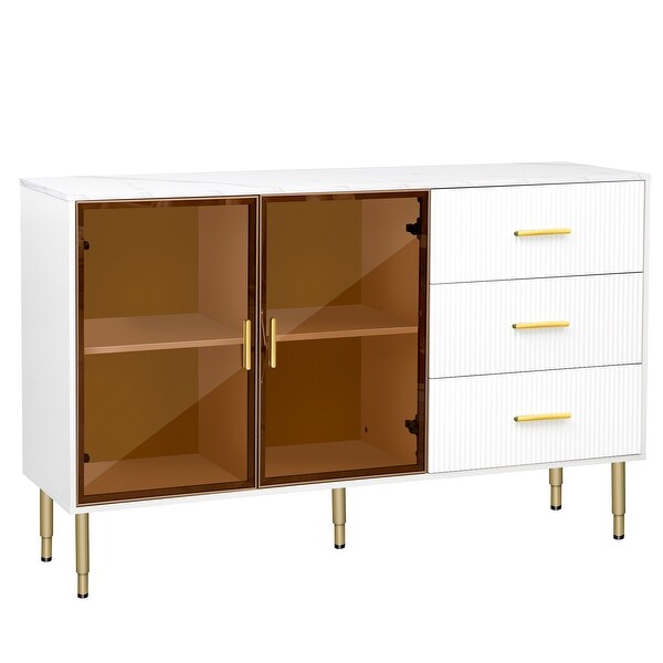 Sideboard Buffet Cabinet with Tempered Glass Doors