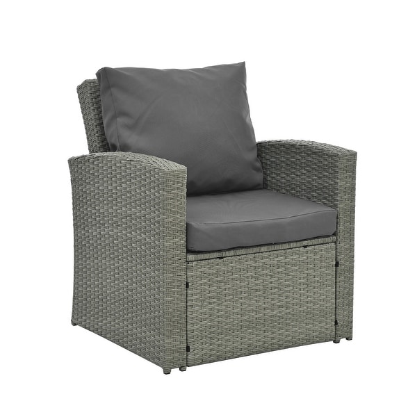 5Piece PE Rattan Wicker Patio Conversation Set With Cushions