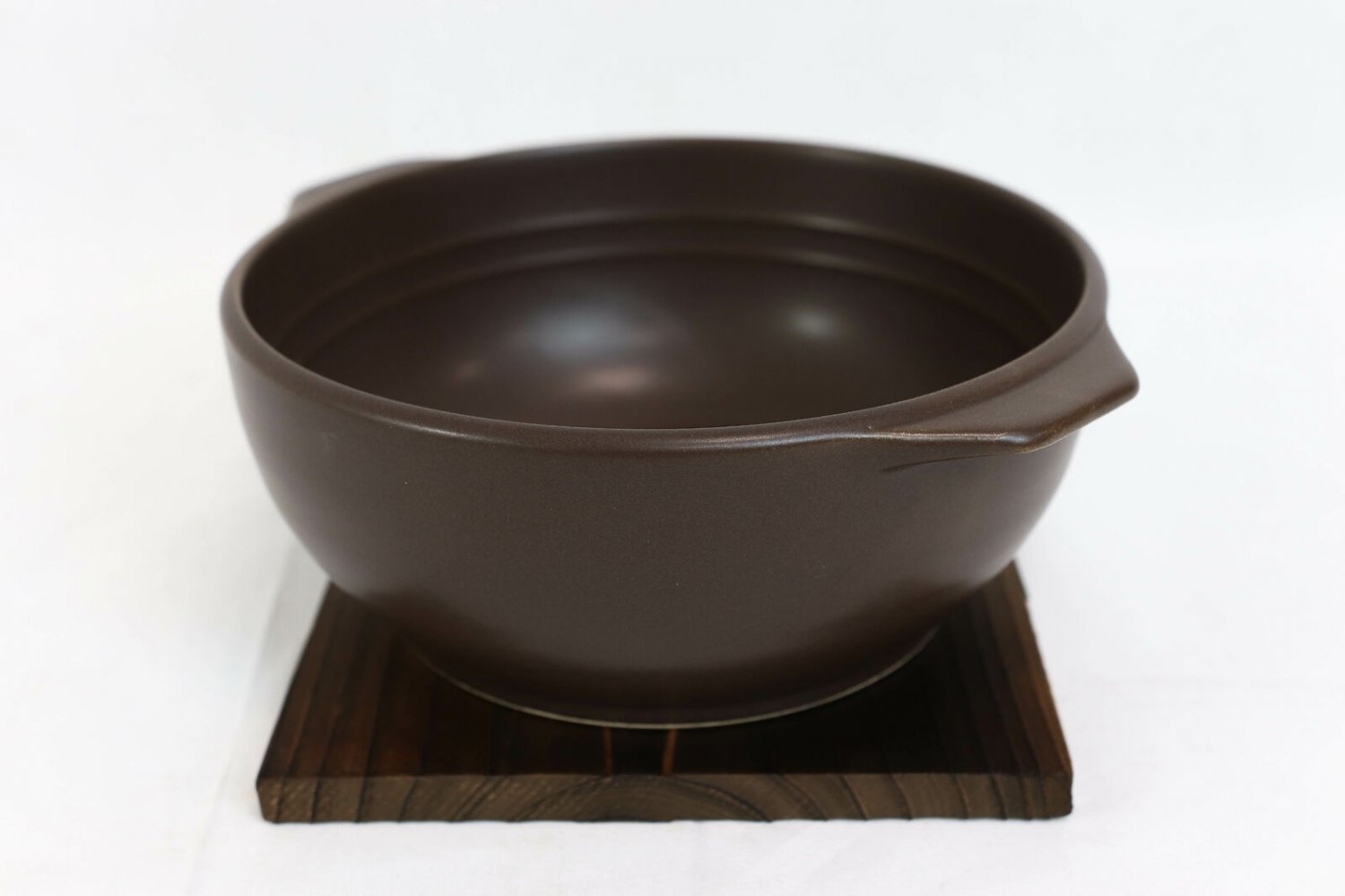 1 Japanese Brown Donabe Ceramic Hot Clay Pot Bowl Casserole 32oz With Wooden Base EBR02