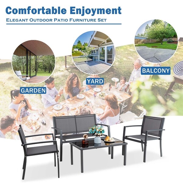 Futzca 4Piece Outdoor Patio Furniture Set，Textilene Bistro Patio Set