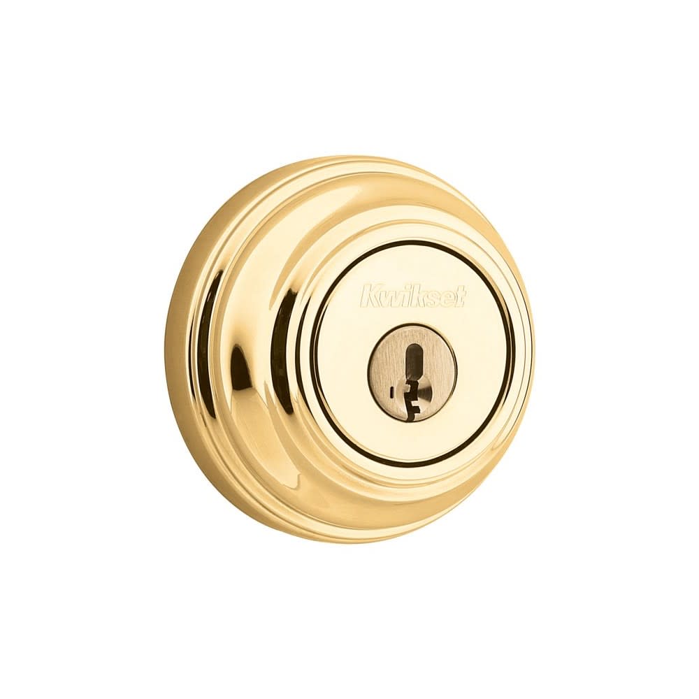 Polished Brass Keyed One Side Single Cylinder Deadbolt ;