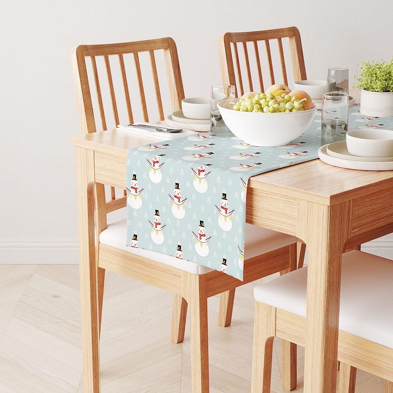 Table Runner， 100% Cotton， 16x90， Holiday Snowmen and Polar Bears