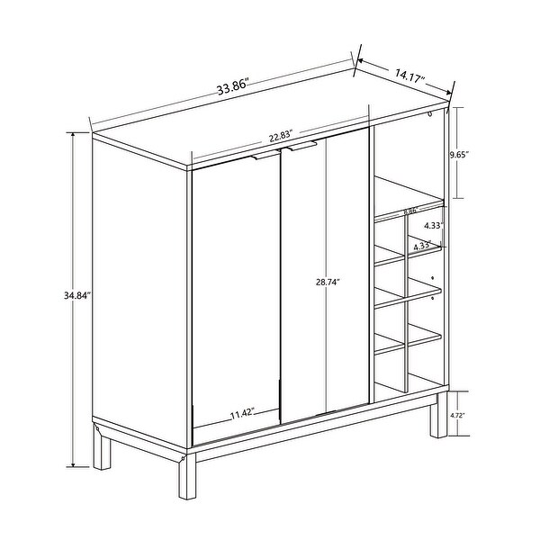 34 Inch Sideboards and Buffets With Storage Coffee Bar Cabinet Wine Racks Storage