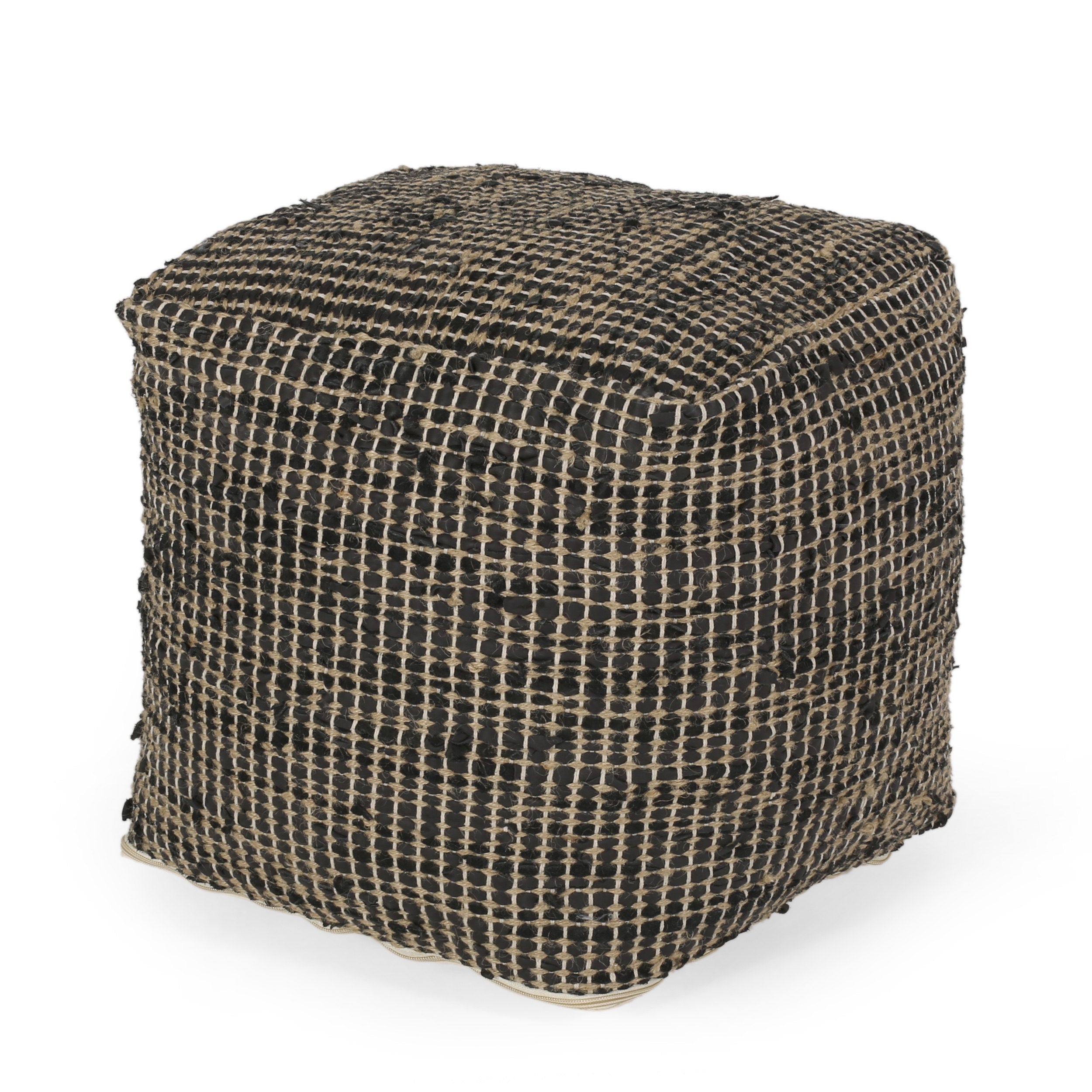 Glencoe Boho Handcrafted Fabric Cube Pouf