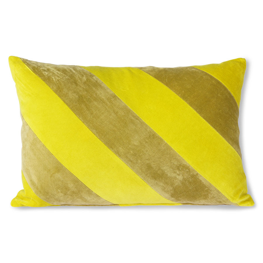 Striped velvet pillow yellow / green