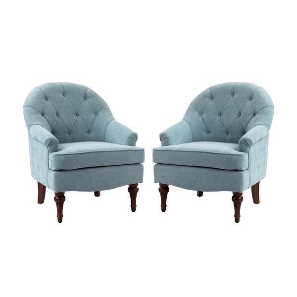 Gioa Classic Polyester Tufted Back Armchair Set Of 2 with Solid Wood Legs by HULALA HOME