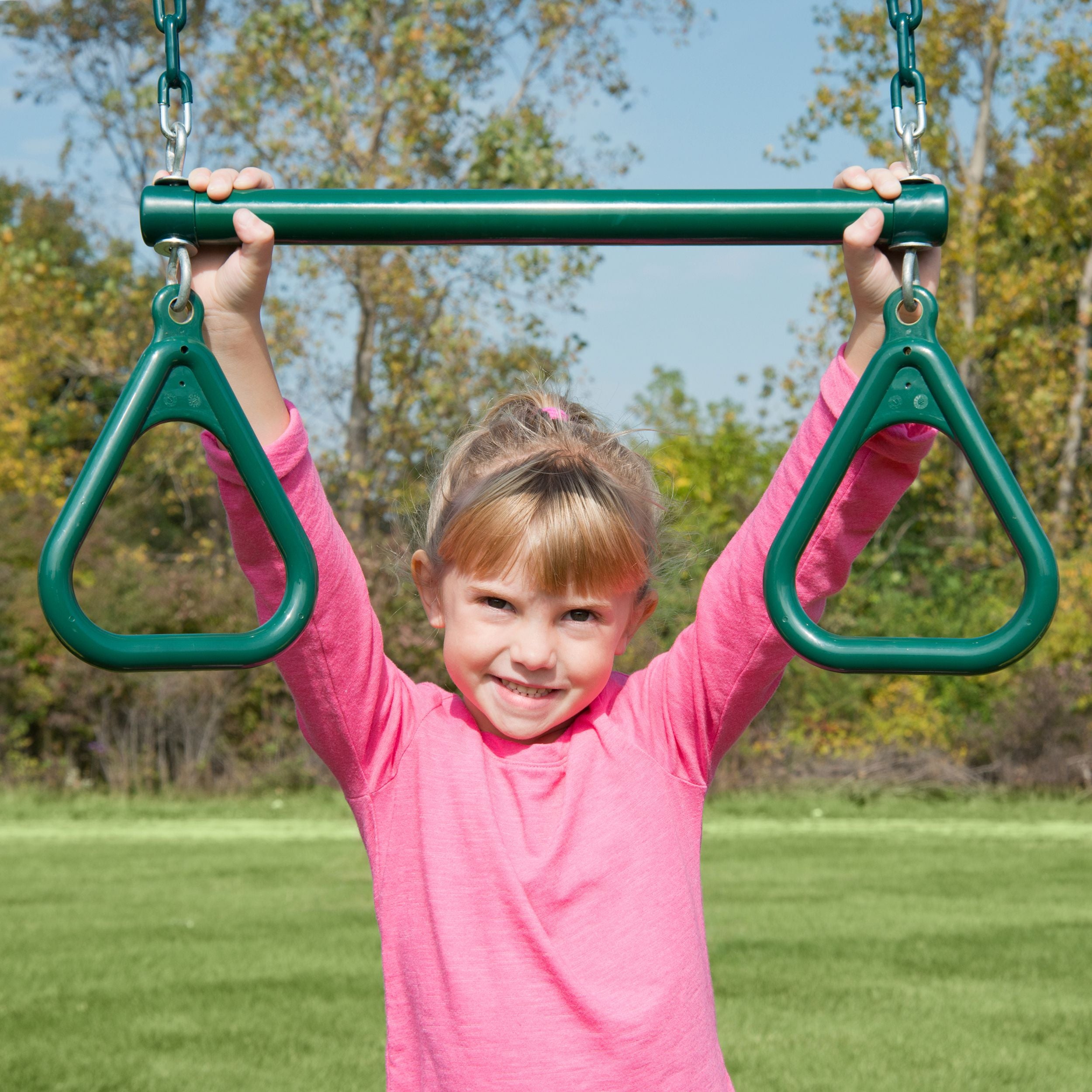 Swing-N-Slide 2 Green Extreme-Duty Swing Seats with Chains and Extreme-Duty Ring/Trapeeze Bar Combo