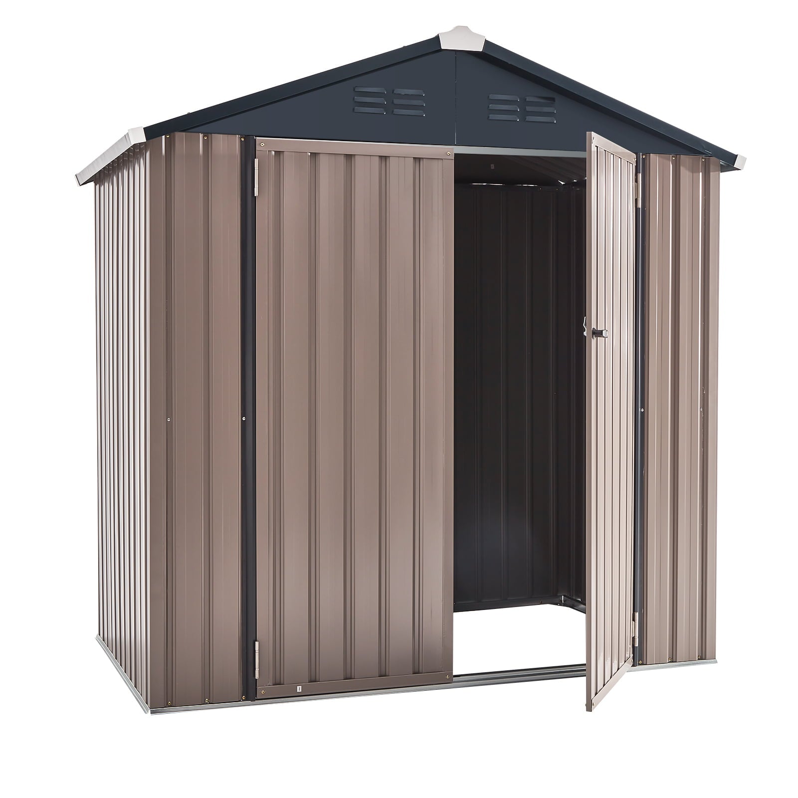 AECOJOY 6' x 4' Outdoor Metal Storage Shed with Lockable Door for Backyard