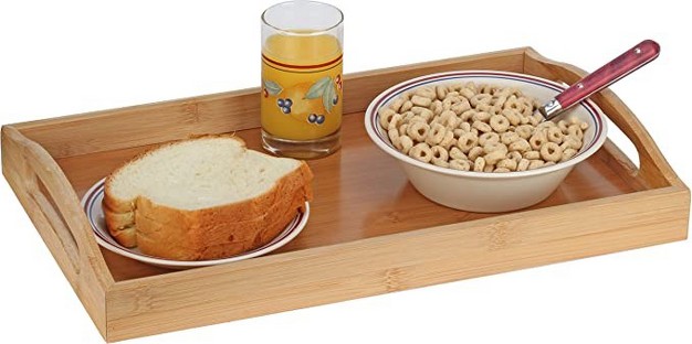 Bamboo Serving Tray With Handles Serving Platters Great For Tea Tray Dinner Wooden Tray With Handles Coffee Table Tray For Breakfast Homeitusa