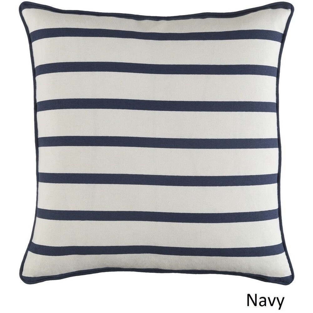 Porch   Den Floyd 18 inch Black and White Striped Throw Pillow Shell