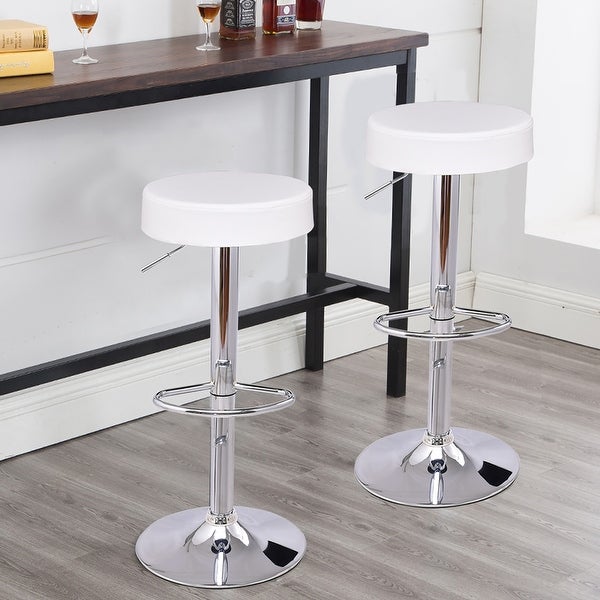 Set of 2 Bar Stools Modern Swivel Backless Round Bar Stool