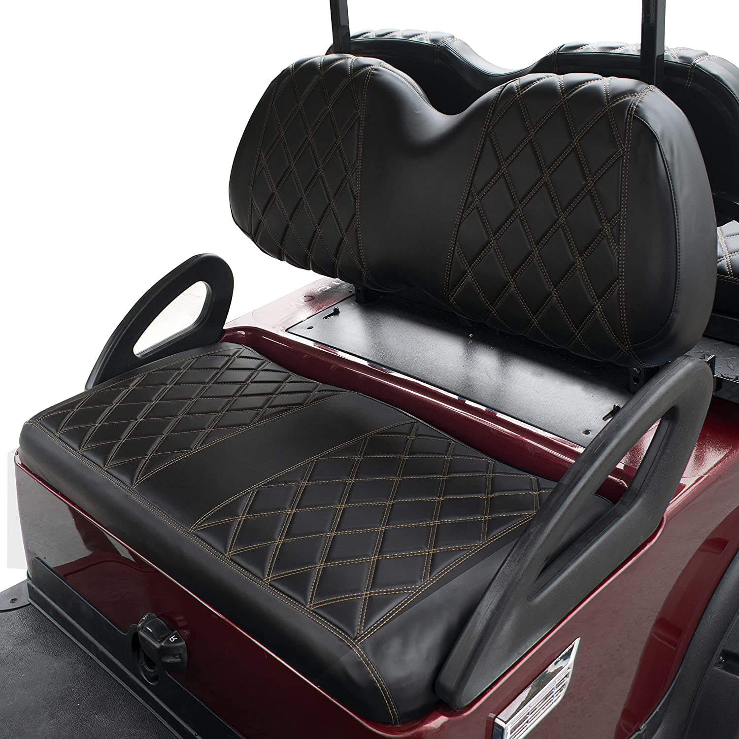 for Club Car Precedent Black Golf Cart Front Seat Cover Diamond Sewing Pattern Front Seat Weather Resistant