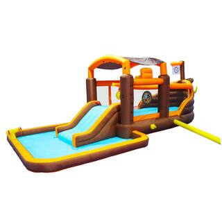 Siavonce Inflatable Big Bounce House Playground Backyard Slide Water Park Bouncer with Cruise ship Pool  Basketball  Blower DJ-ZX-W167789960