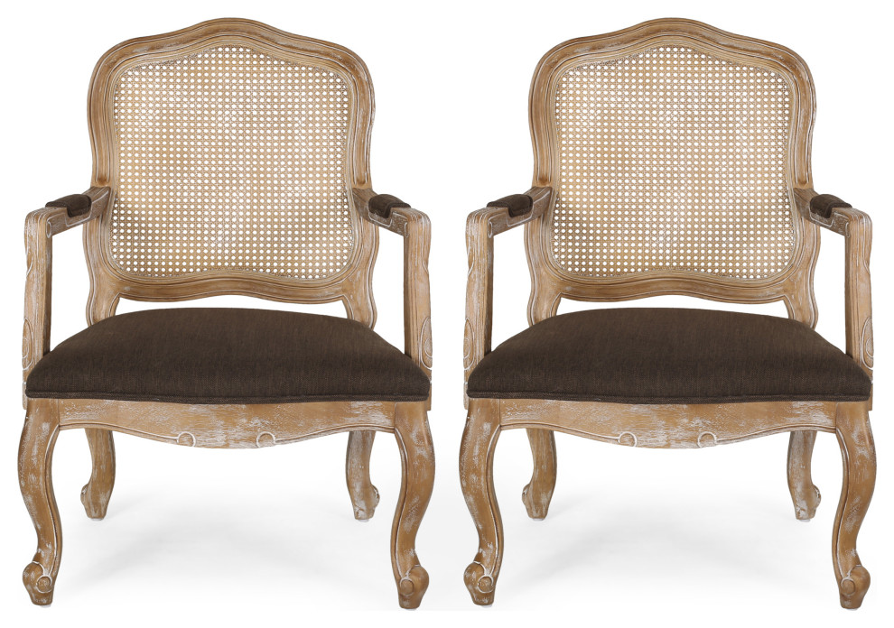 Biorn French Country Upholstered Dining Armchair   Farmhouse   Dining Chairs   by GDFStudio  Houzz