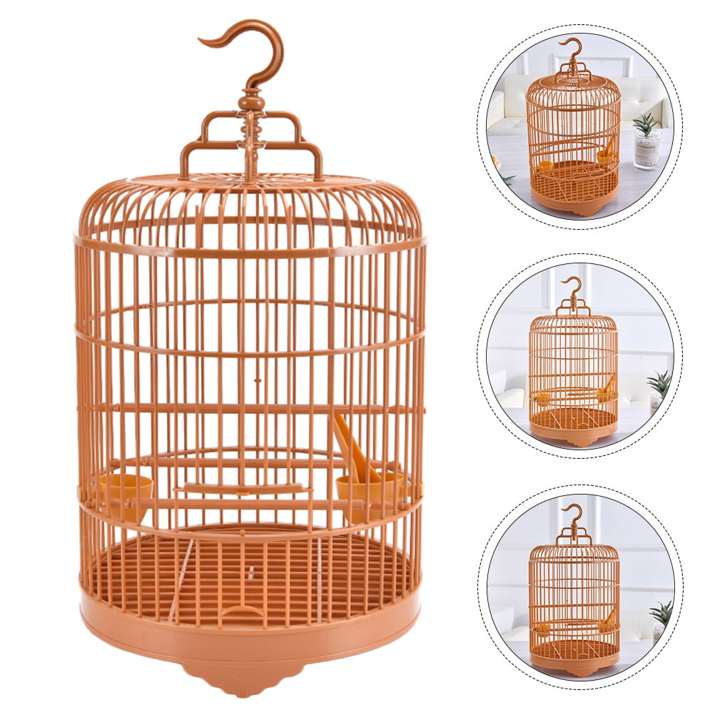 Frcolor Cage Bird Round Cages Parakeet Hanging Parrotplasticstand Small Parakeets Budgie Cage Travel Birdcage Lovebird