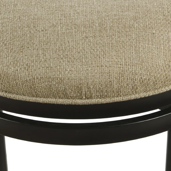 Metal Counter Stool with Swivelling Fabric Padded Seat， Beige and Black