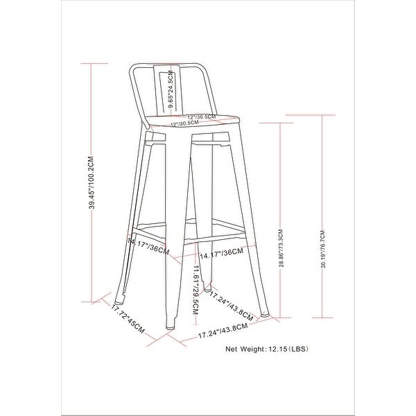 WYNDENHALL Josephine Industrial Metal Bar Stool (Set of 2)