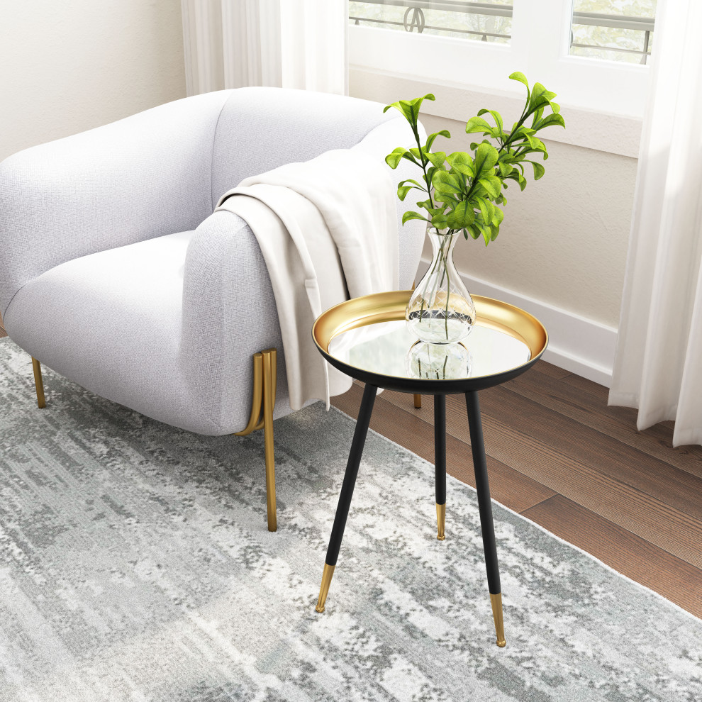 Everly Accent Table Gold and Black   Midcentury   Side Tables And End Tables   by Sideboards and Things  Houzz