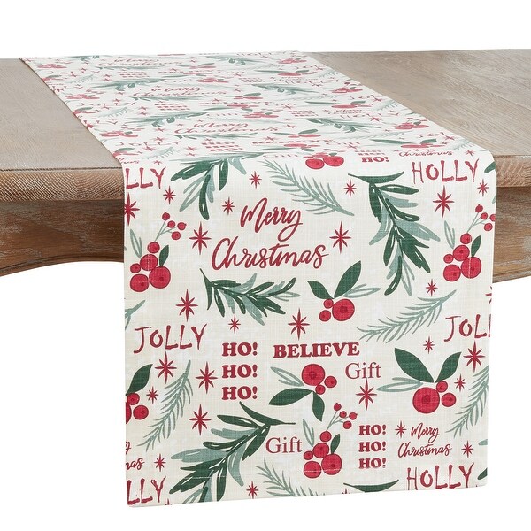 Holiday Table Runner With Holly Christmas Design