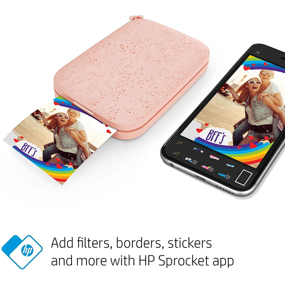 HP Sprocket Portable Photo Printer (Blush) – Instantly Print 2x3” Sticky-backed Photos from Your Phone