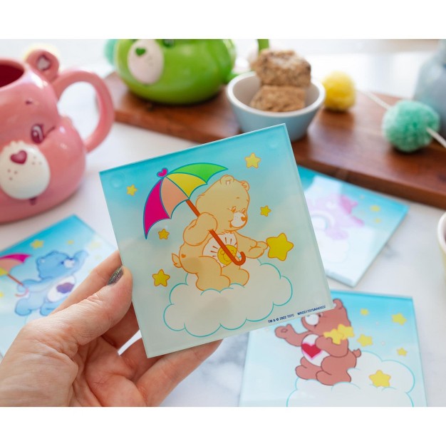 Silver Buffalo Care Bears Clouds Glass Coasters Set Of 4