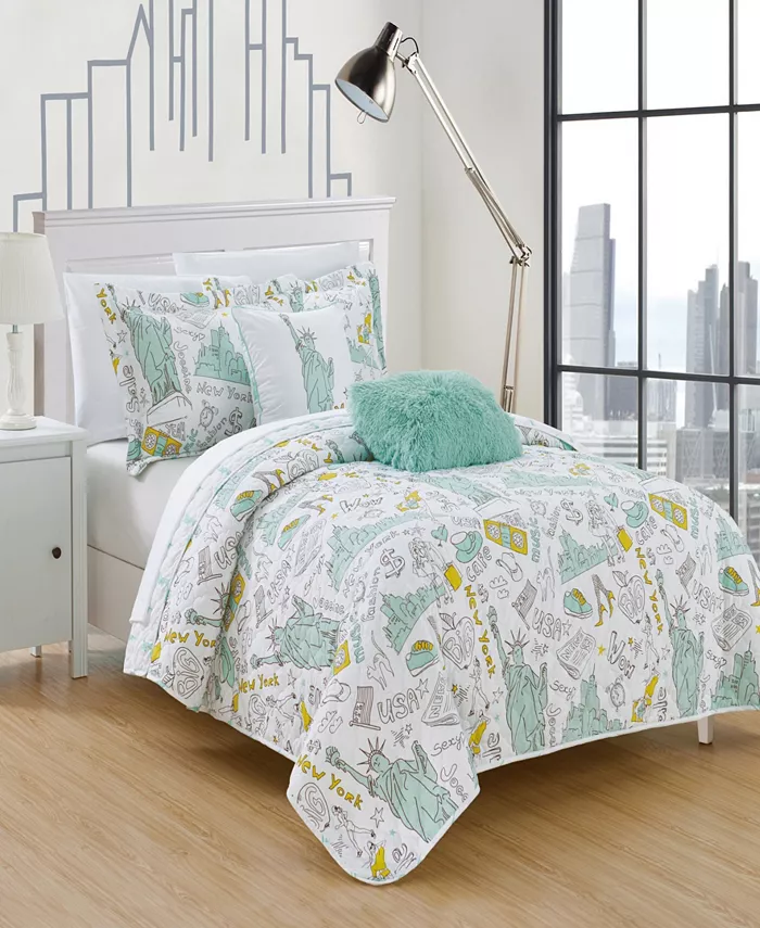 Chic Home New York 4 Piece Twin Quilt Set