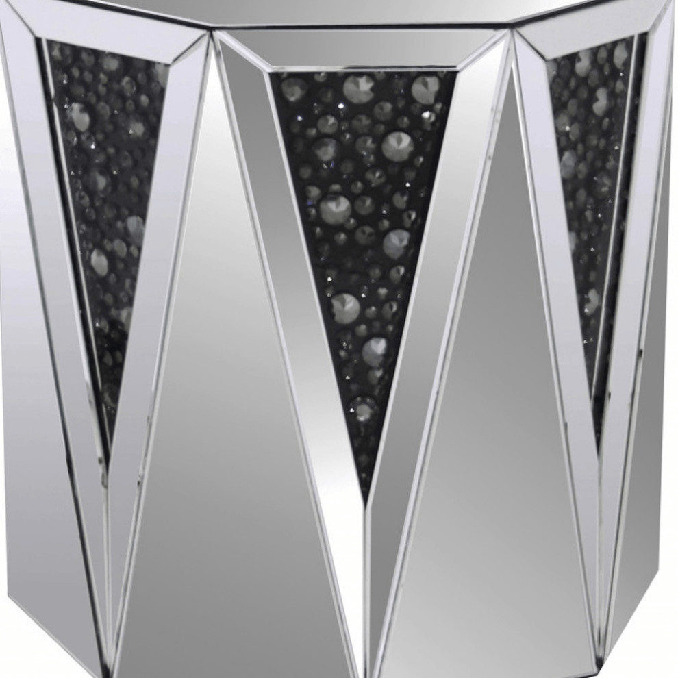 24 quotSilver And Faux Crystals Octagon Mirrored End Table   Contemporary   Side Tables And End Tables   by HomeRoots  Houzz