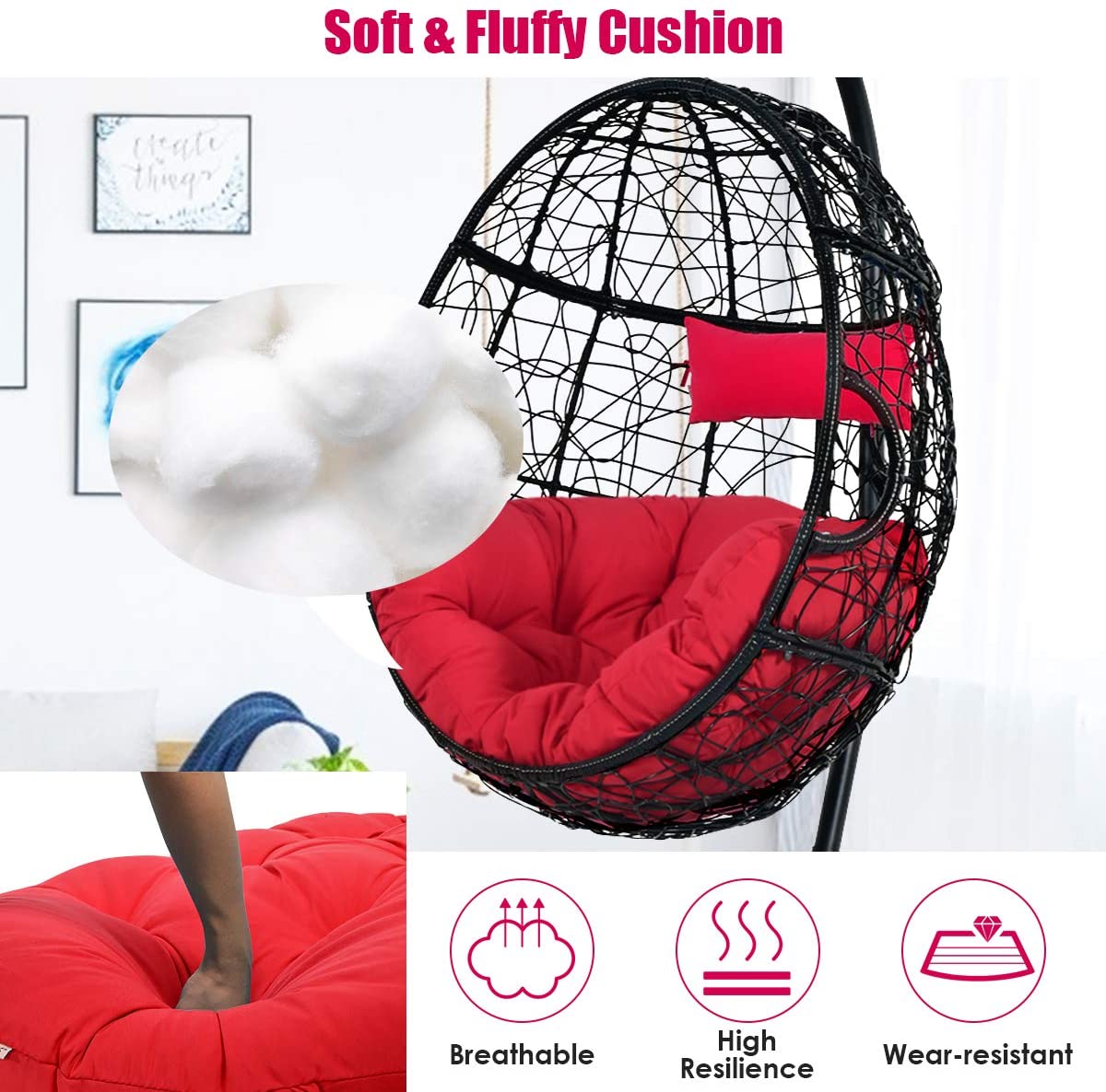 Hanging Egg Chair, Swing Chair with C Hammock Stand Set