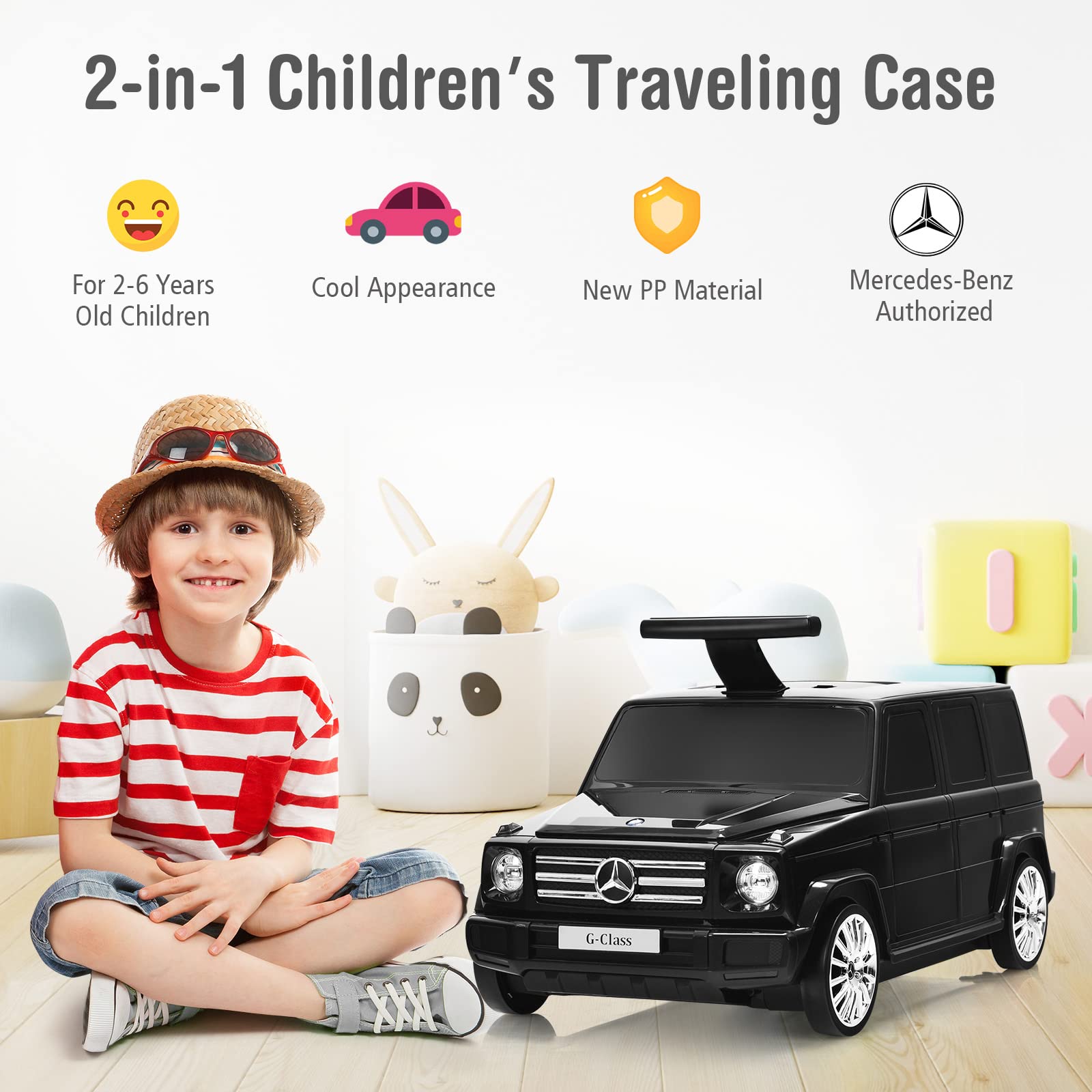 Kids Rolling Luggage, 2 in 1 Kids Ride On Suitcase Travel Luggage