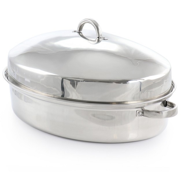 Gibson Home Hutchinson 18 Inch Oval Stainless Steel Roaster With Rack