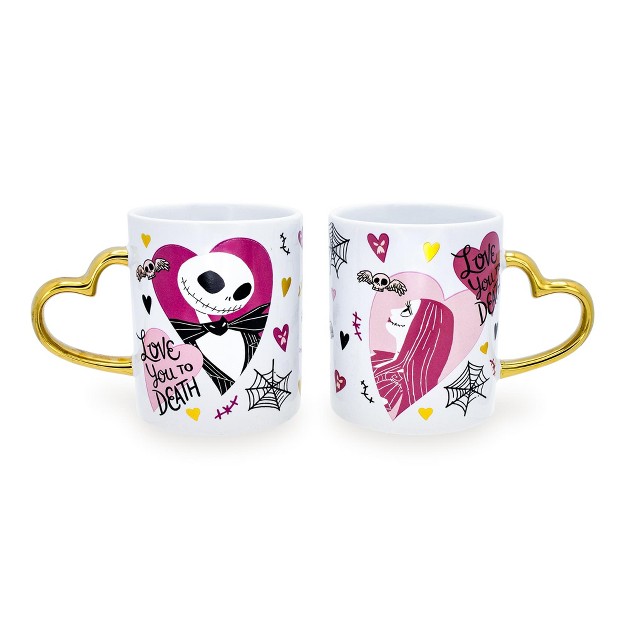 Silver Buffalo Disney Nightmare Before Christmas Jack And Sally Sculpted Handle Ceramic Mug Set