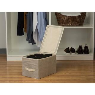 Simplify 10 in. H x 16 in. W x 12 in. D Beige Plastic Cube Storage Bin 25421-FEJ