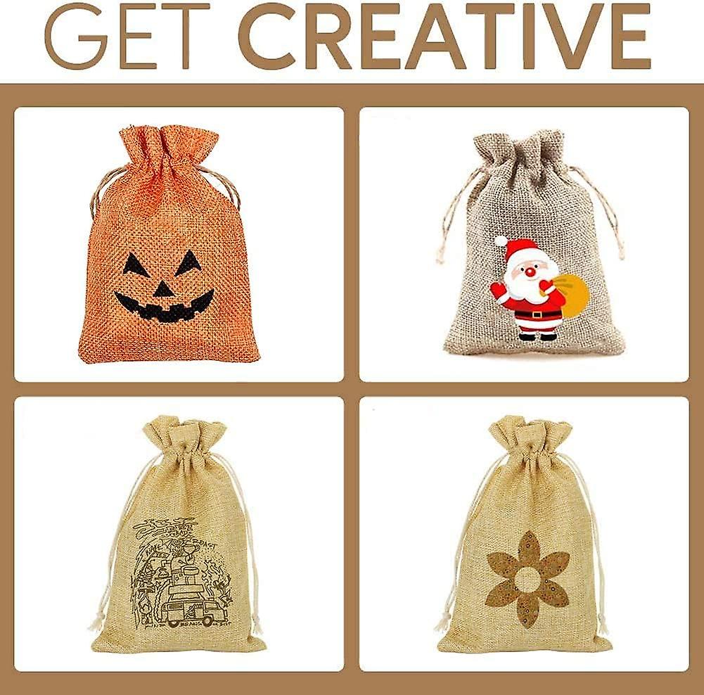 10 Color 5x7'' Burlap Bags With Drawstring， Advent Calendar Bags Linen Gift Sachets Gift Bags Jewelry Pouches Sacks Burlap Bags For Wedding Party Favo