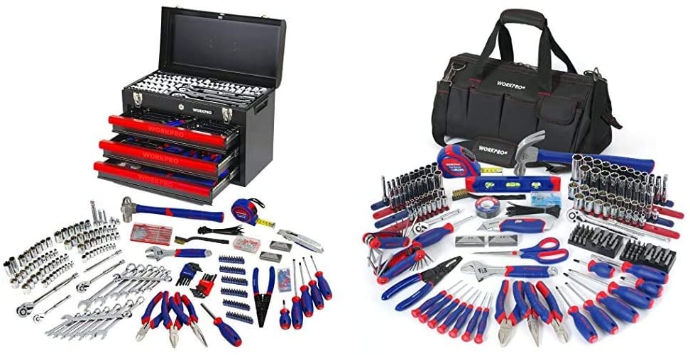 408-Piece Mechanics Tool Set with 3-Drawer Heavy Duty Metal Box (W009044A)