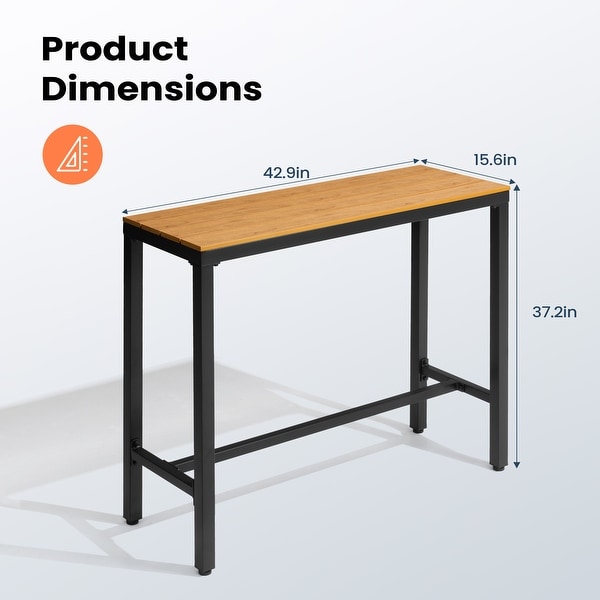 Pellebant Patio Outdoor Bar Table Rectangle Pub Table Dining Table