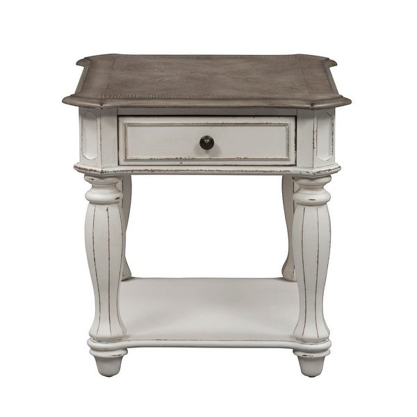 Magnolia Manor Antique White End Table - W24 x D28 x H24