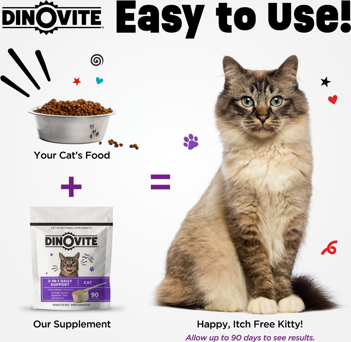 Dinovite Daily Nutritional Supplement for Cats， 12.2-oz bag