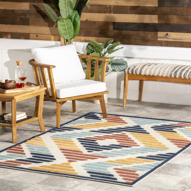 Nuloom Brinn Geometric Striped Indoor outdoor Patio Area Rug