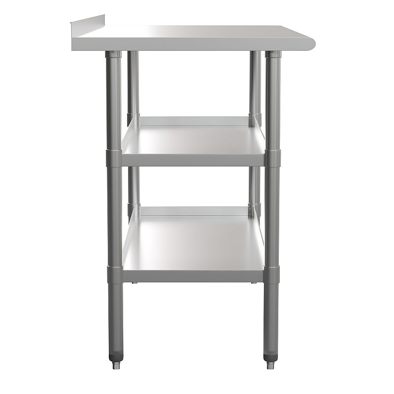 Emma and Oliver NSF Certified Stainless Steel 18 Gauge Work Table with 1.5 Backsplash and Undershelves - 60W x 24D x 36H