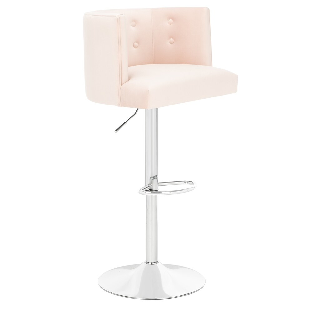 SAFAVIEH Couture Zayna Velvet/ Chrome Adjustable Bar Stool   21.3\