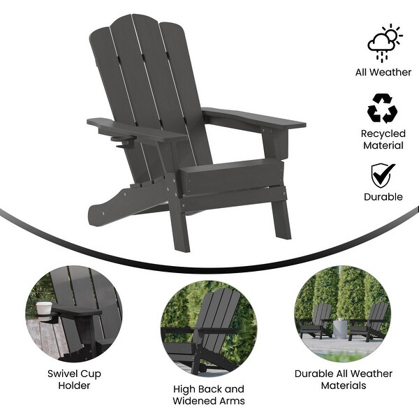 Set of 2 Commercial AllWeather Adirondack Chairs with Cupholders