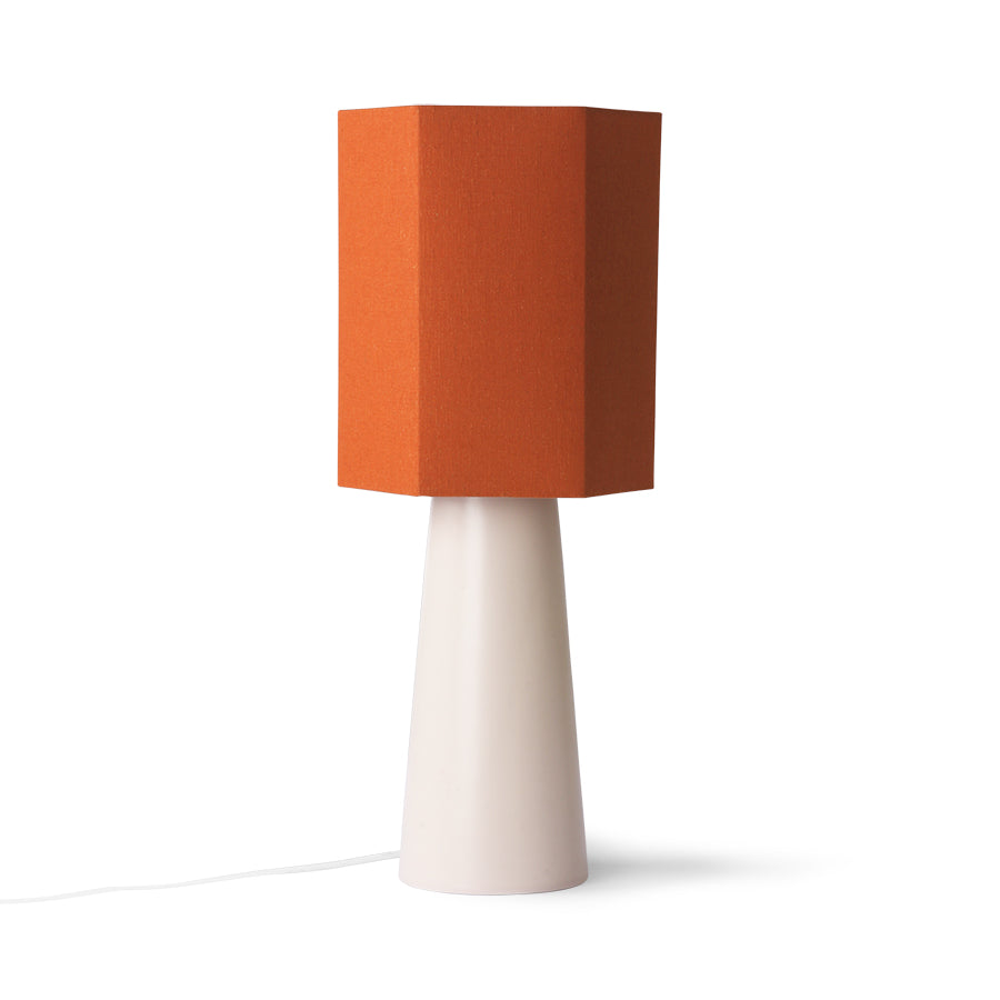 Orange hexagonal table lamp - cone base