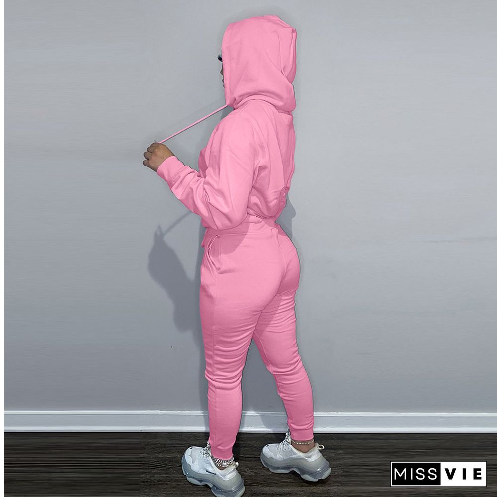 Fleece Hoodies Sweatshirt and Pants Tracksuit