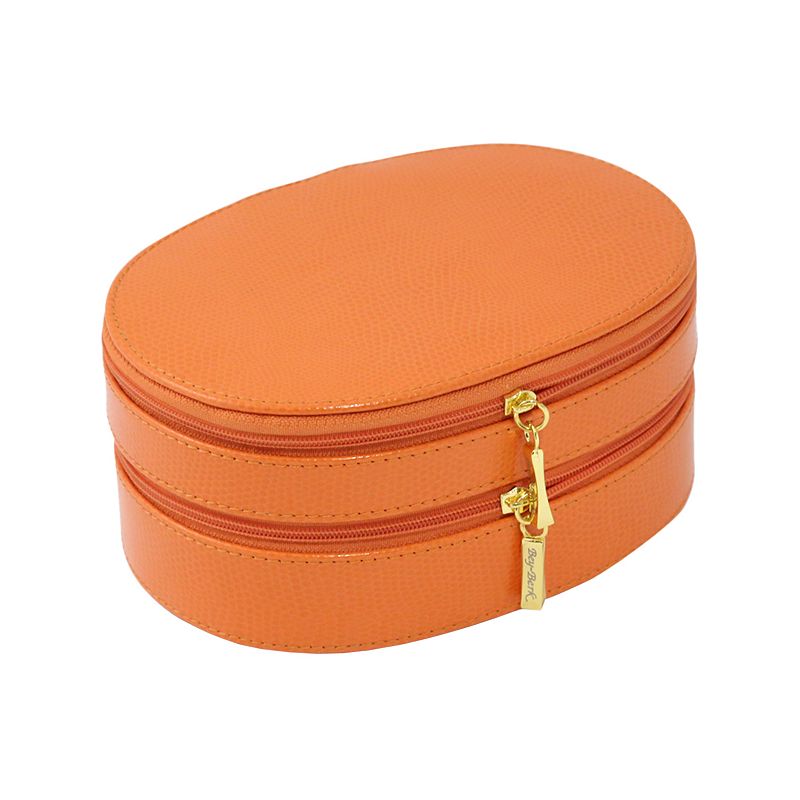 Bey-Berk Oval Leather Jewelry Case