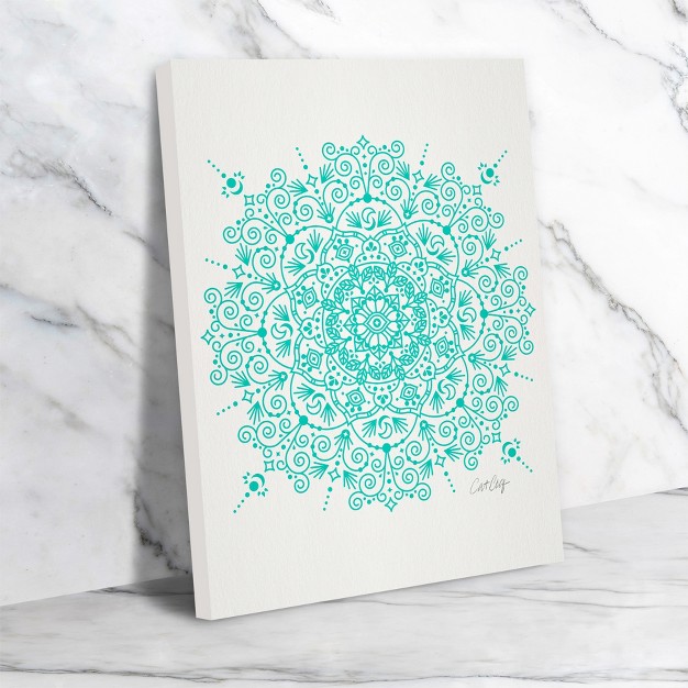 Americanflat Minimalist Moroccan Mandala Turquoise By Cat Coquillette Wrapped Canvas