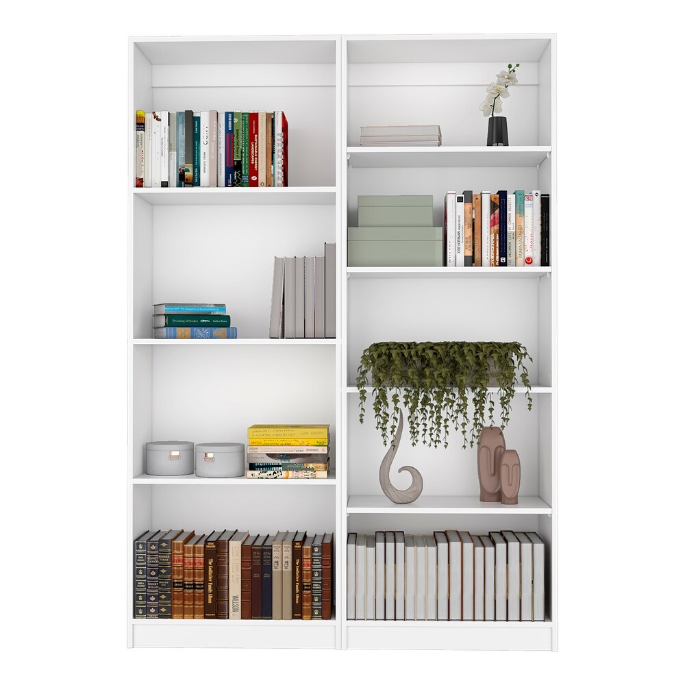 Kenyon Tall 5 Shelf Wide Bookcase Set of 2   N/A