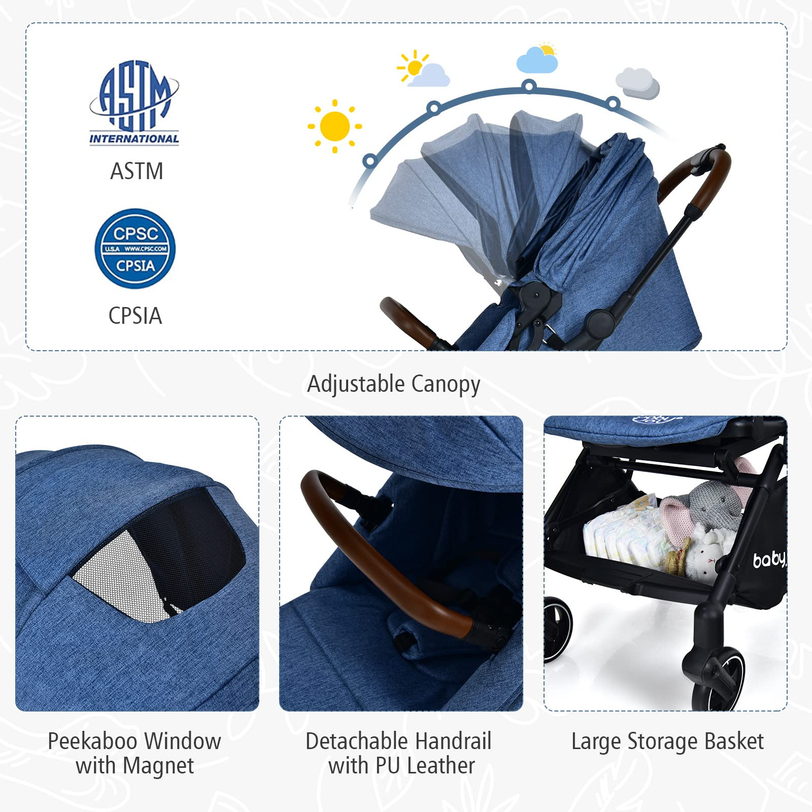 BABY JOY Baby Stroller, Foldable High Landscape Infant Carriage Newborn Pushchair with Reversible Seat