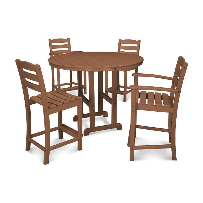 Polywood La Casa Café 5-Piece Round Farmhouse Counter Dining Set PWS254-1