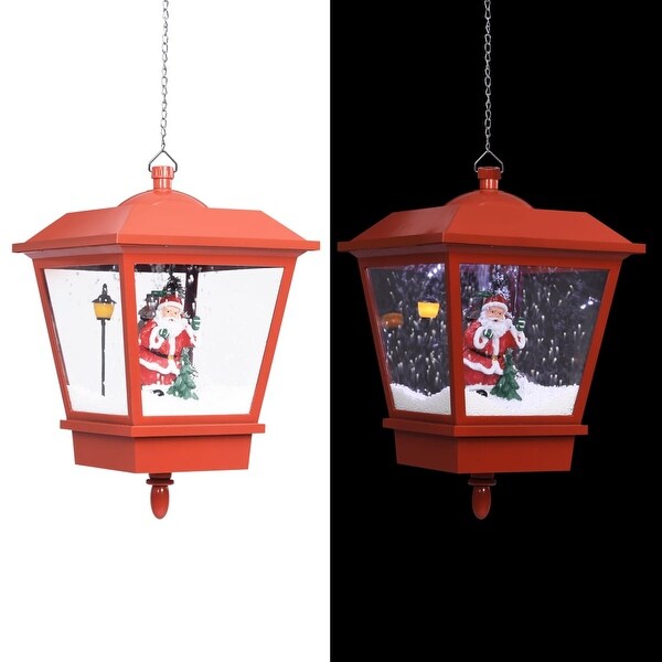 vidaXL Christmas Hanging Lamp with LED Light and Santa Red 10.6x10.6x17.7